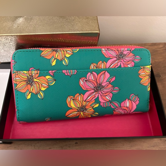 Trina Turk Teal Wallet with Floral Design - Picture 4 of 6